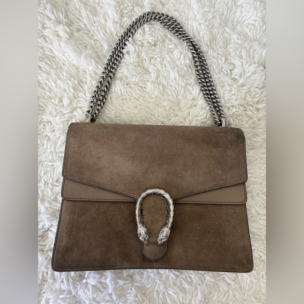 Gucci Dionysus Brown Suede Shoulder Bag with Chain Strap